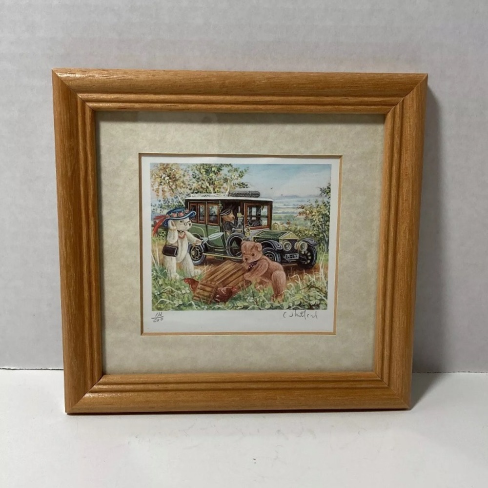 Christopher Whitford Miniatures Teddy Bear Signed Print 112/600 Model T Ford